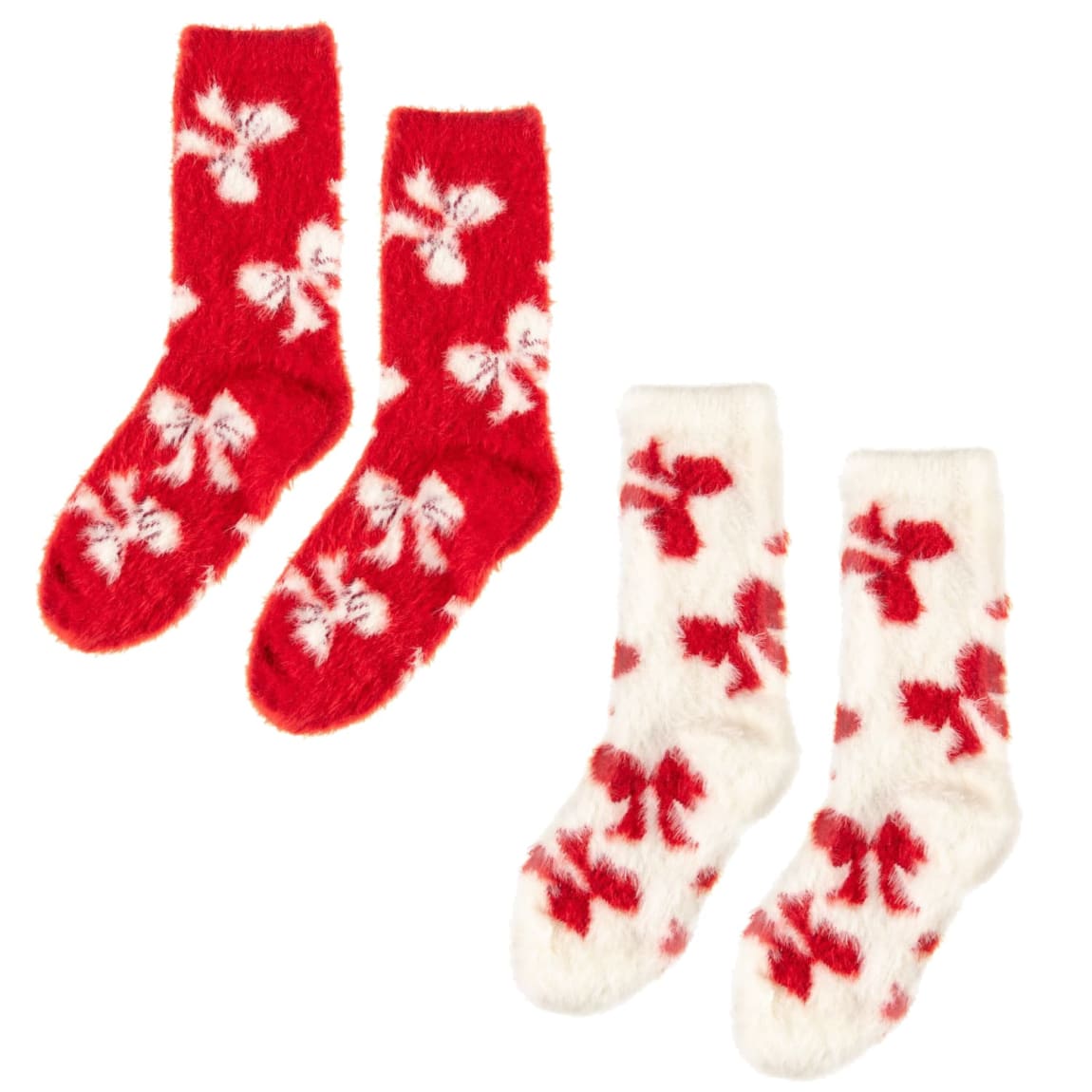 Kids Christmas Bow Cosy Socks 2pk