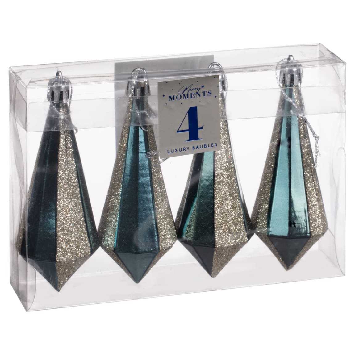 Merry Moments Geo Luxury Baubles 4pk - Navy