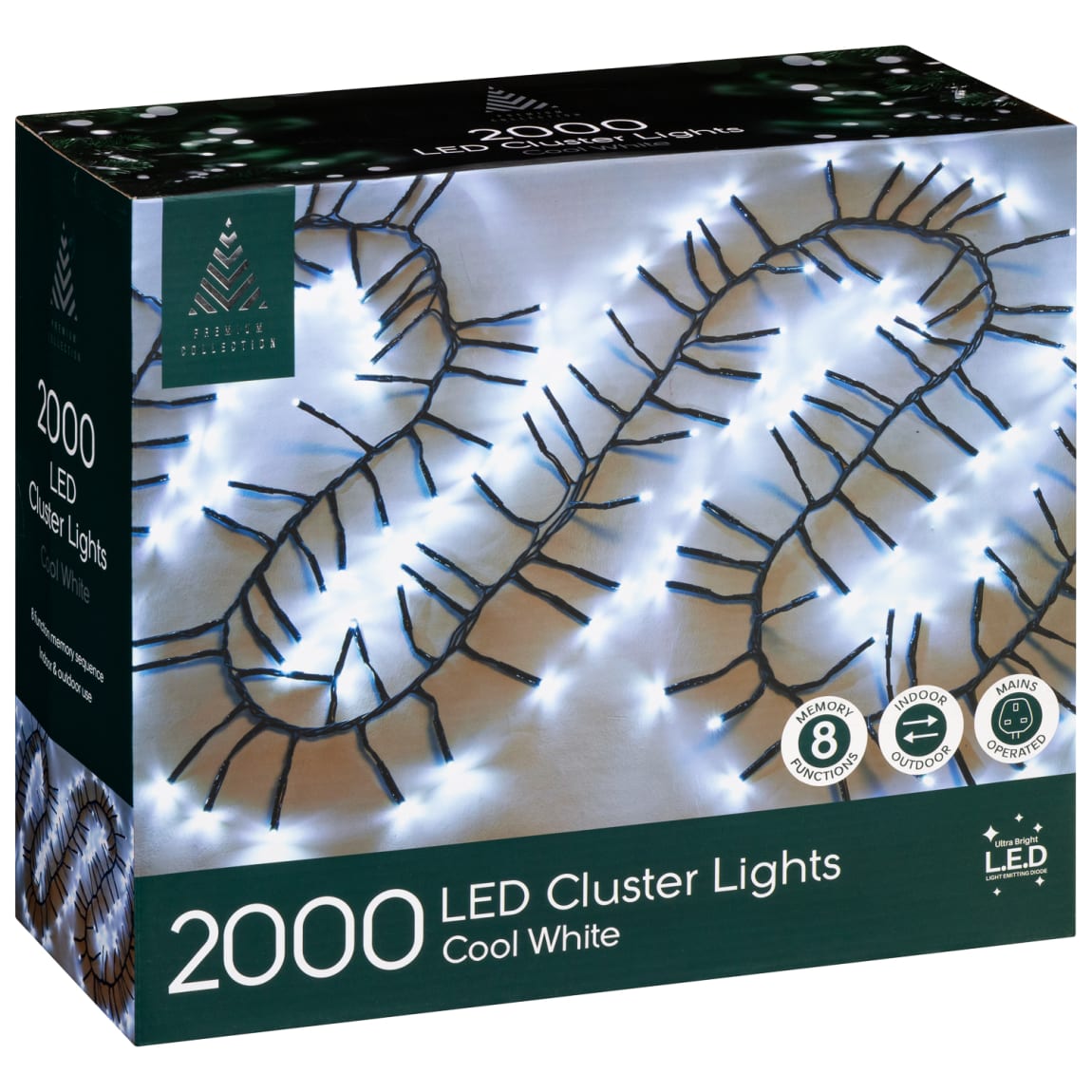 Christmas LED Cluster Lights 2000pk - Cool White