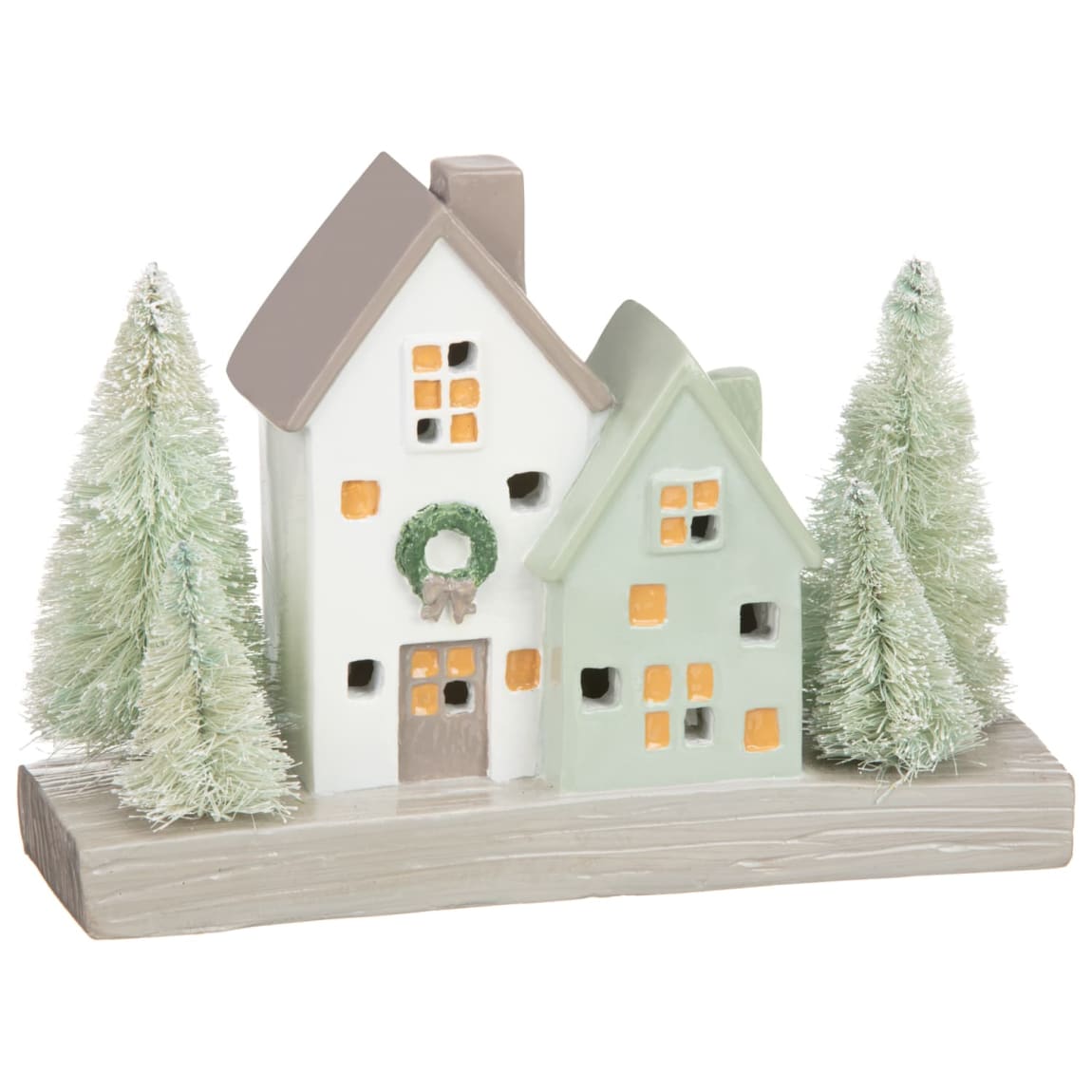 Light Up Christmas House Ornament - Green