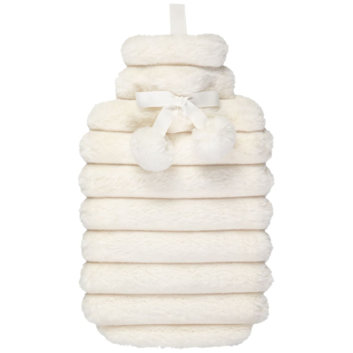 Ribbed Fur Hot Water Bottle - Cream