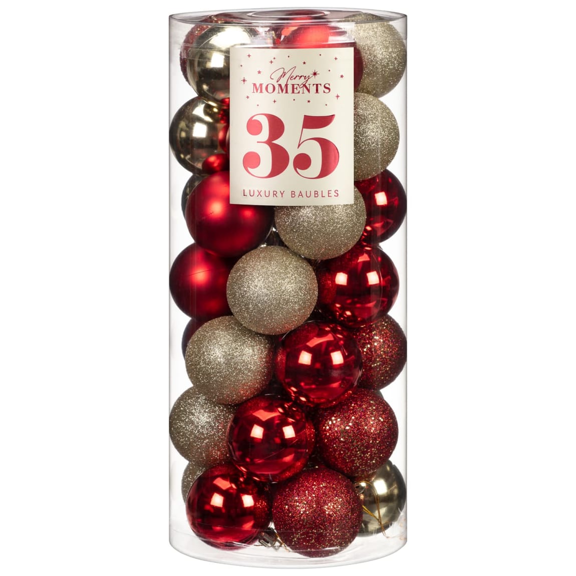 Merry Moments Baubles 35pk - Champagne Red