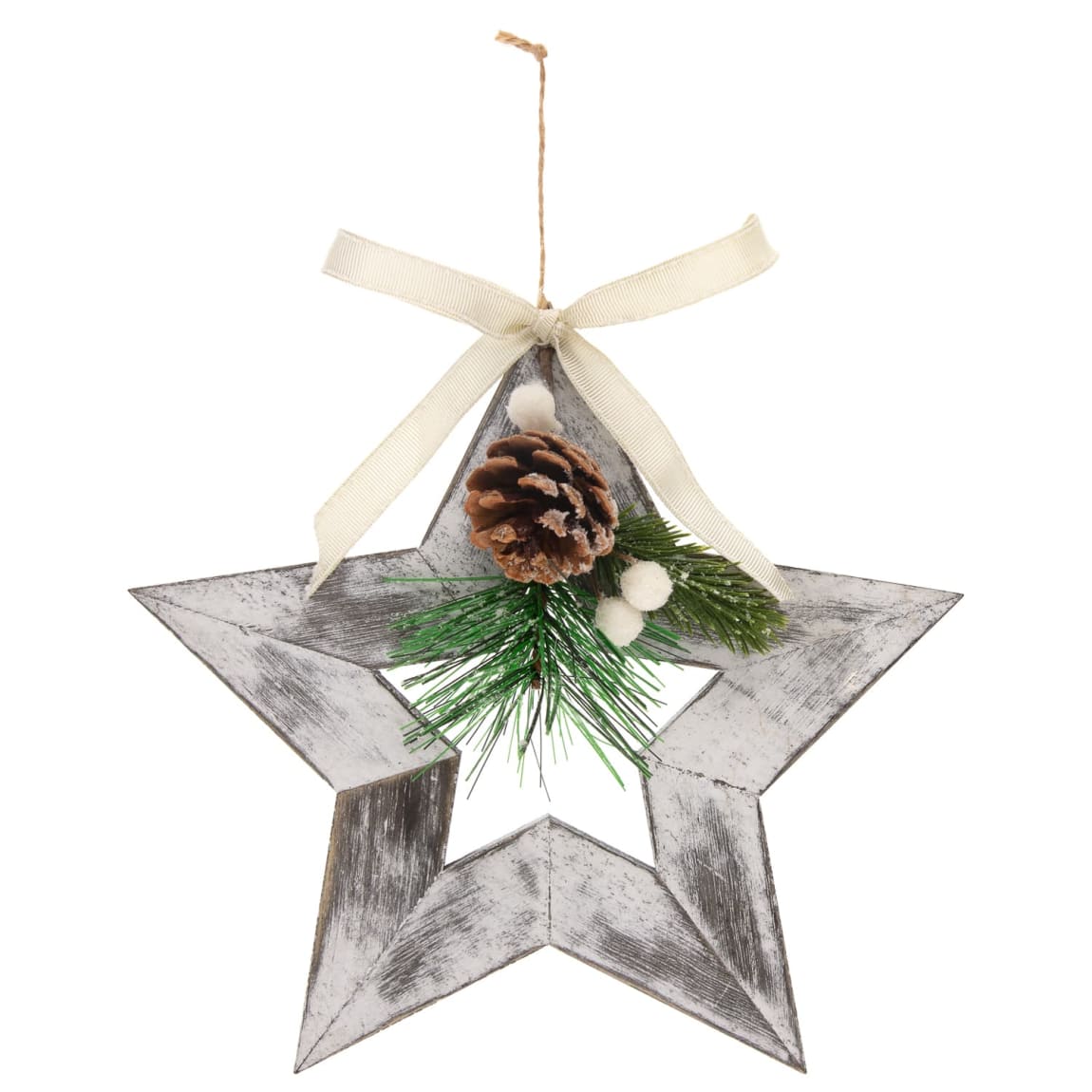 Wooden Star with Foliage