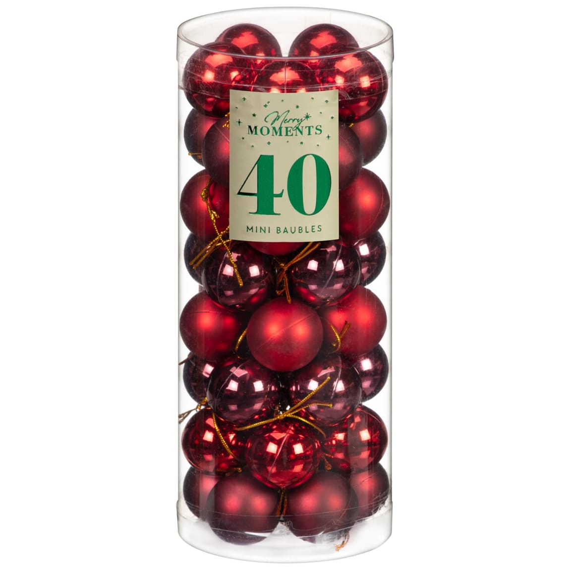 Merry Moments Mini Baubles 40pk - Red