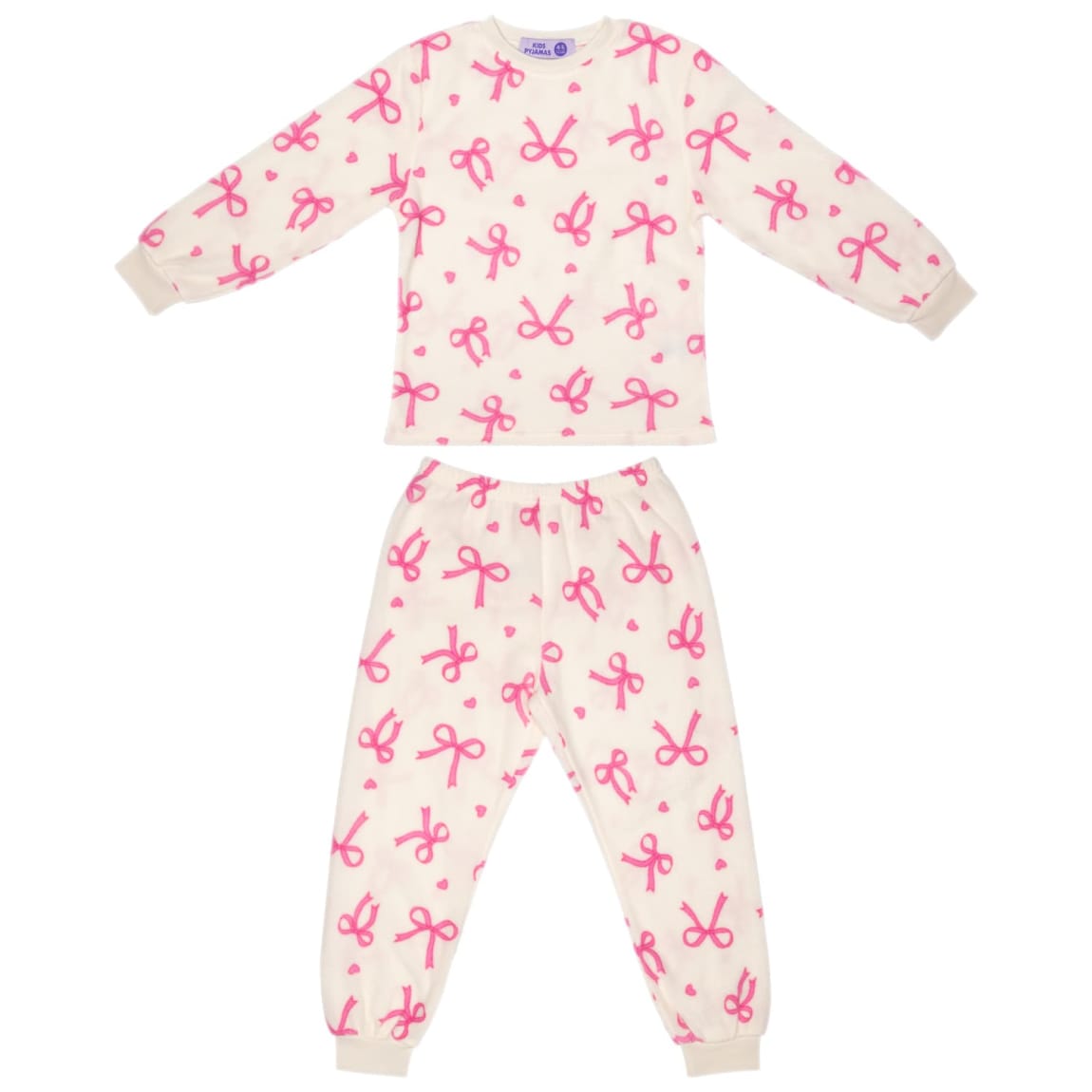 Younger Kids Printed Bow Fleeced Pyjamas - 2-7 years