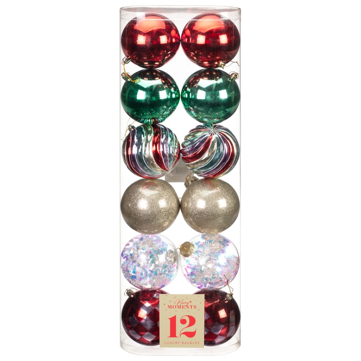 Merry Moments Luxury Baubles 12pk - Brights