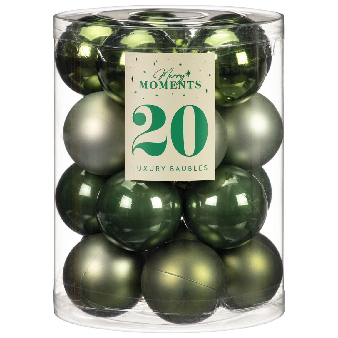 Merry Moments Luxury Baubles 20pk - Green