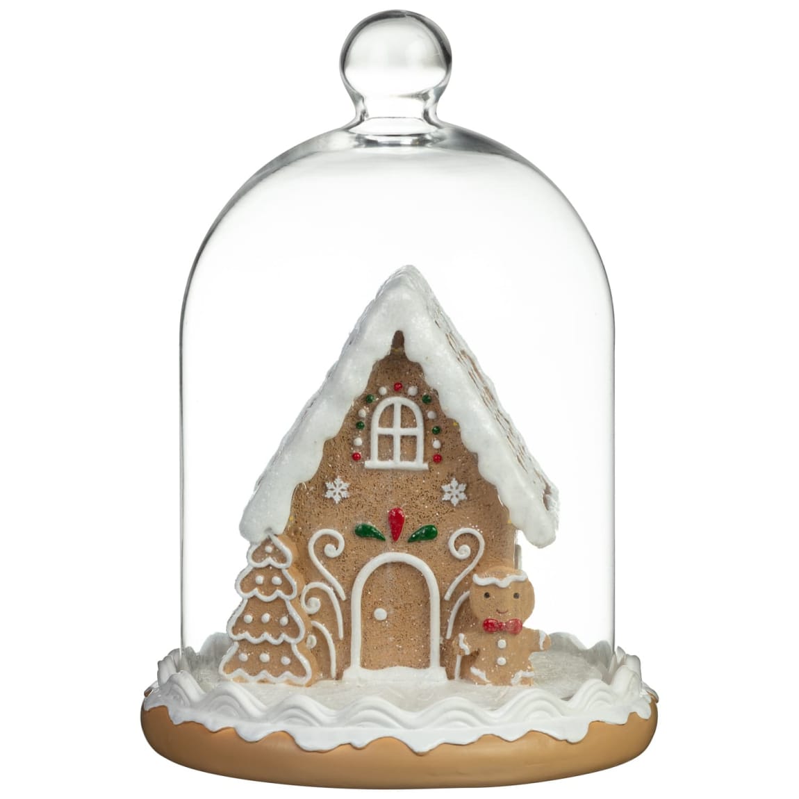 Light Up Gingerbread House in Glass Cloche
