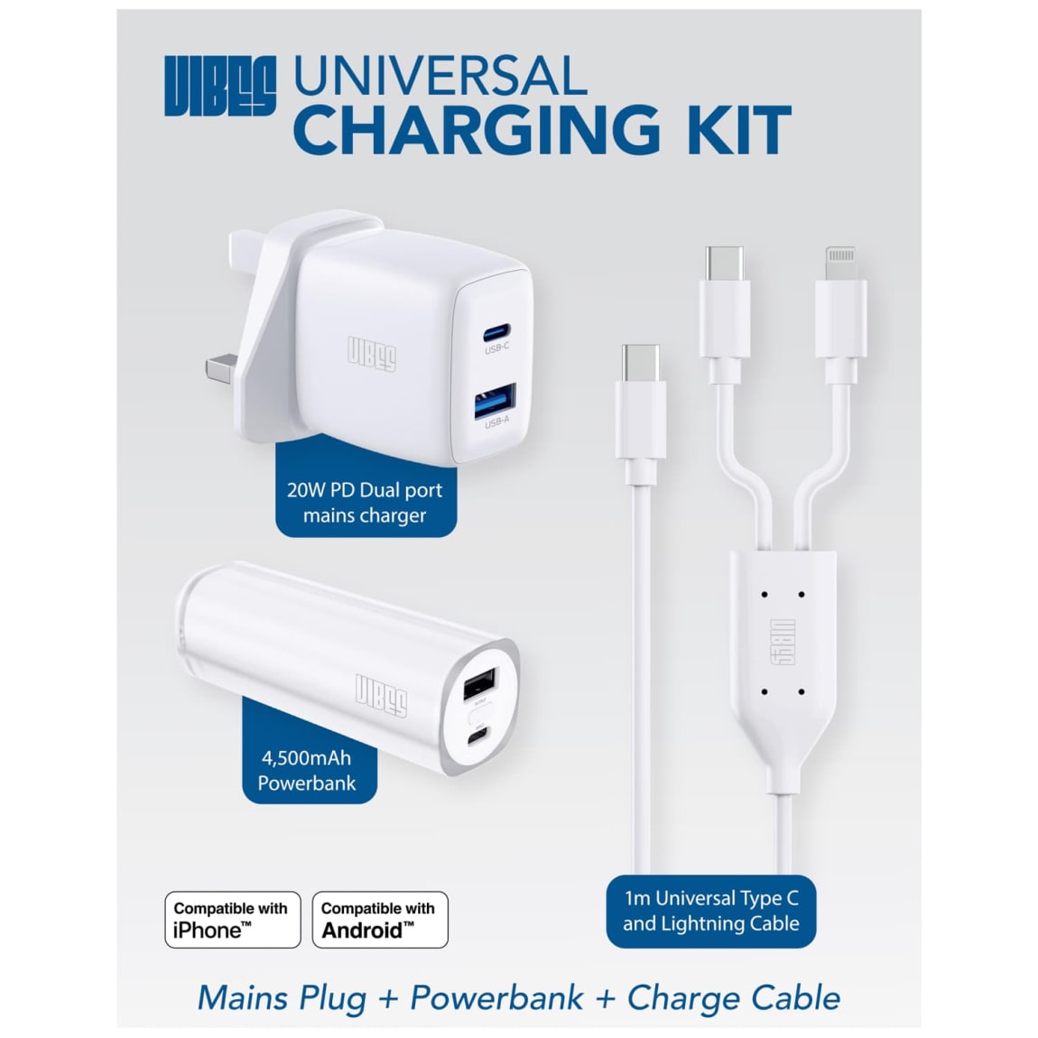 Vibes Universal Charging Kit - White