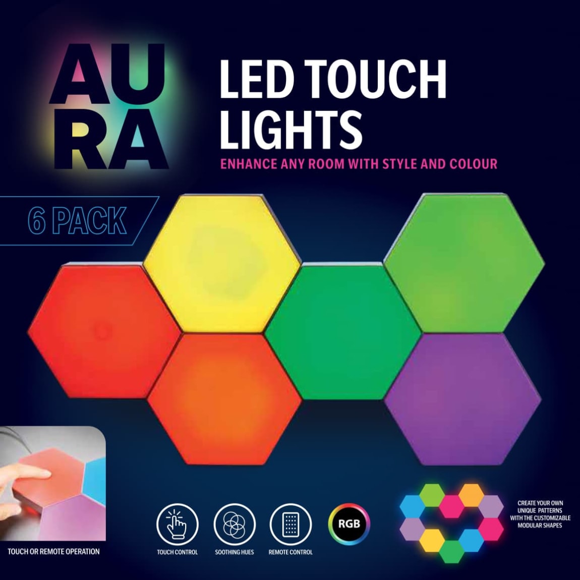 Aura LED Touch Lights 6pk