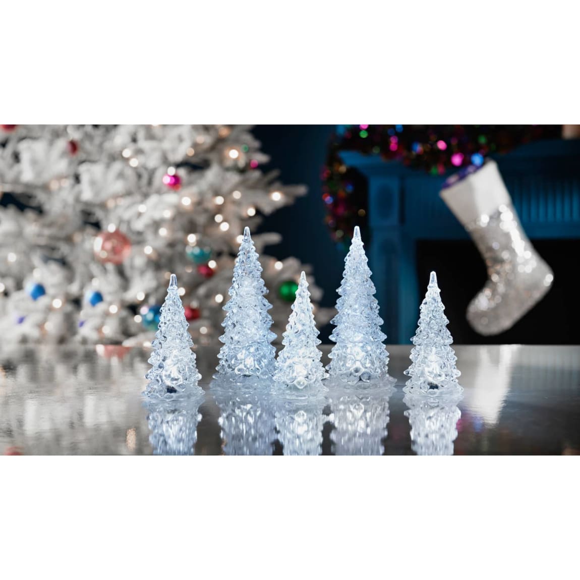 LED Crystal Light Up Christmas Trees - Cool White