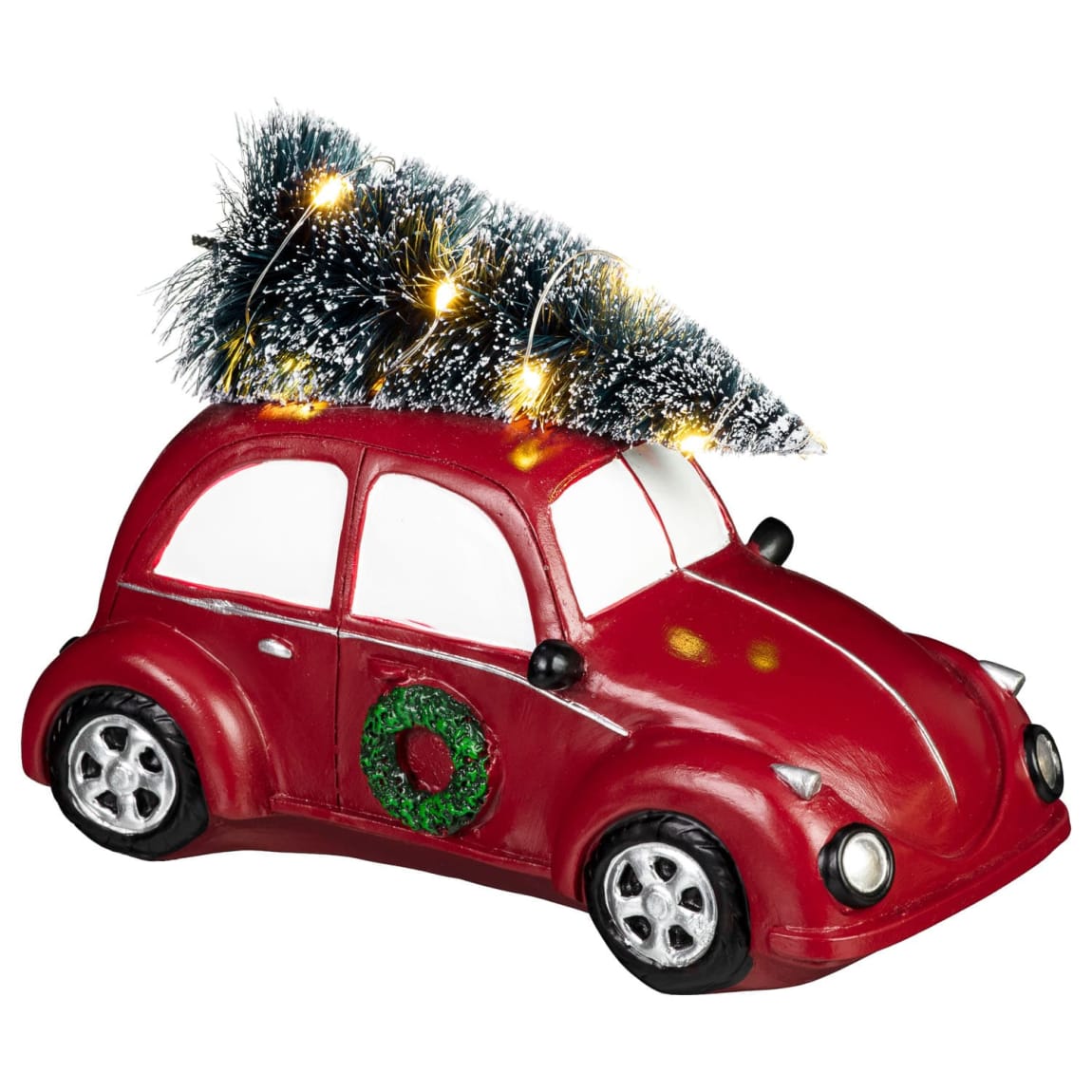 Festive Folklore Red Car with Light Up Tree