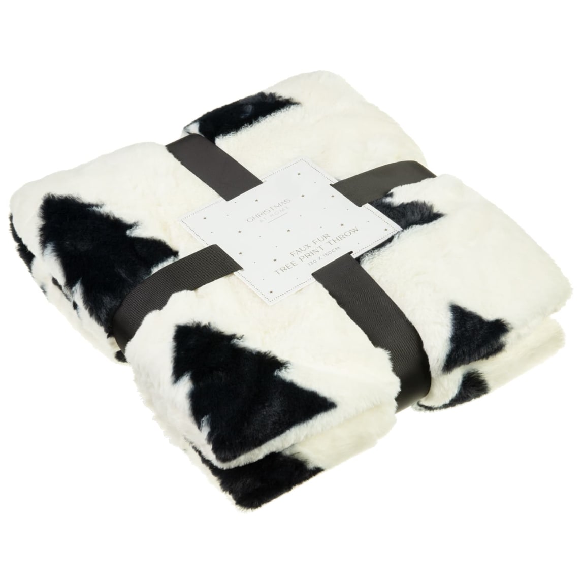 Christmas at Home Faux Fur Tree Print Throw