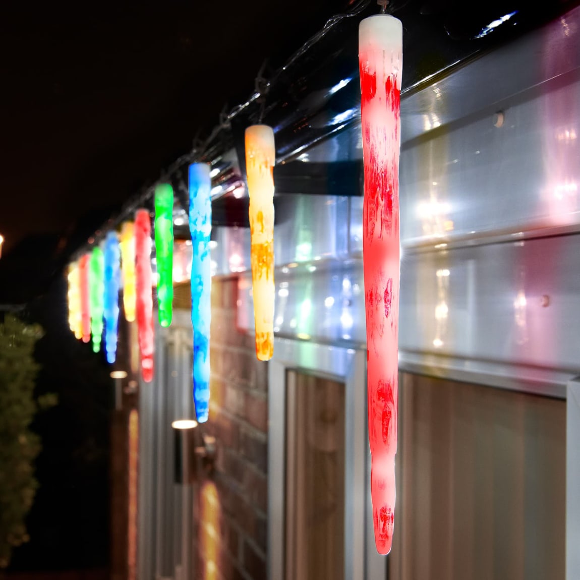 Remote Control Sculpture Icicle LED Lights 24pk - Cool White & Multicolour