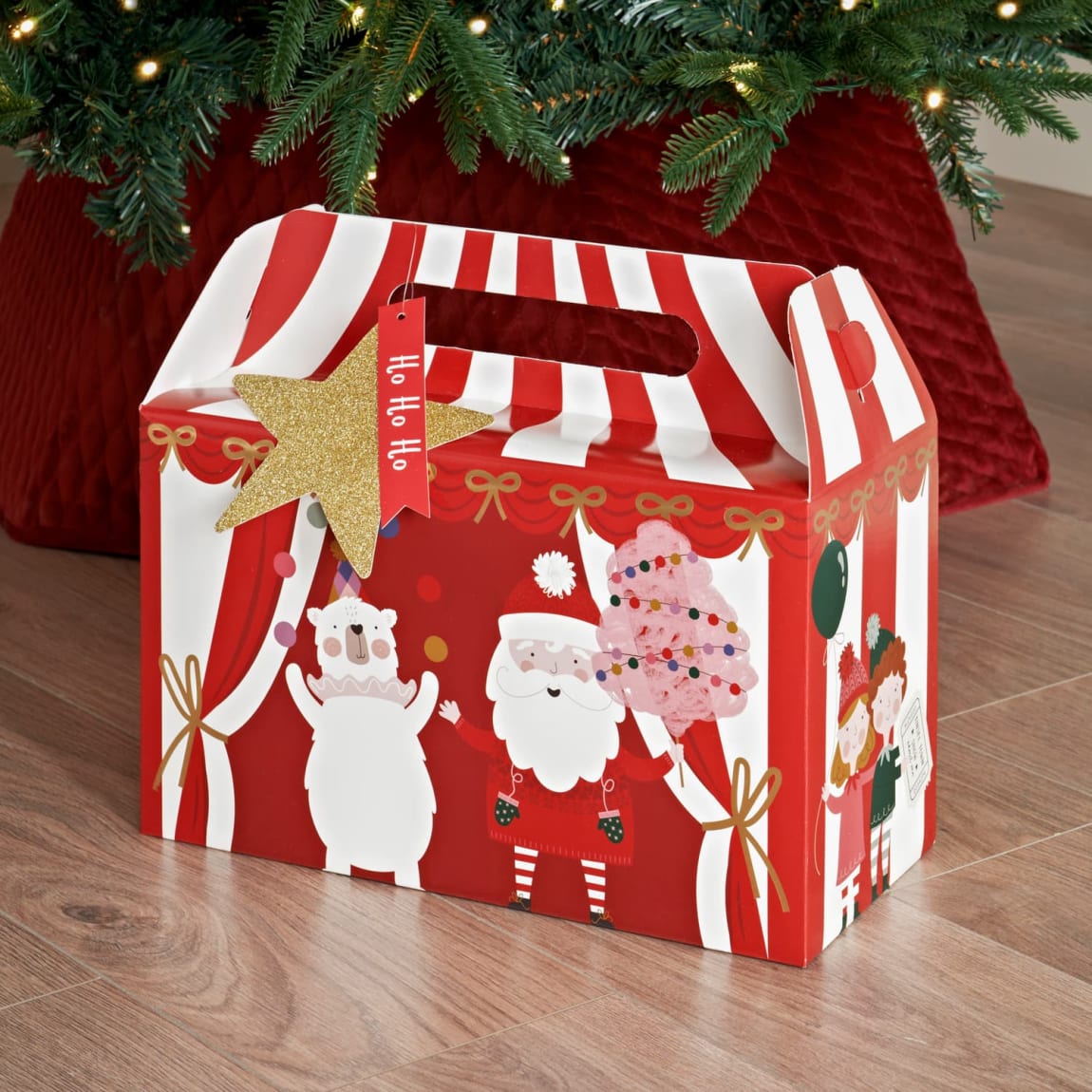 Folding Christmas Gift Box 2pk - Red Circus