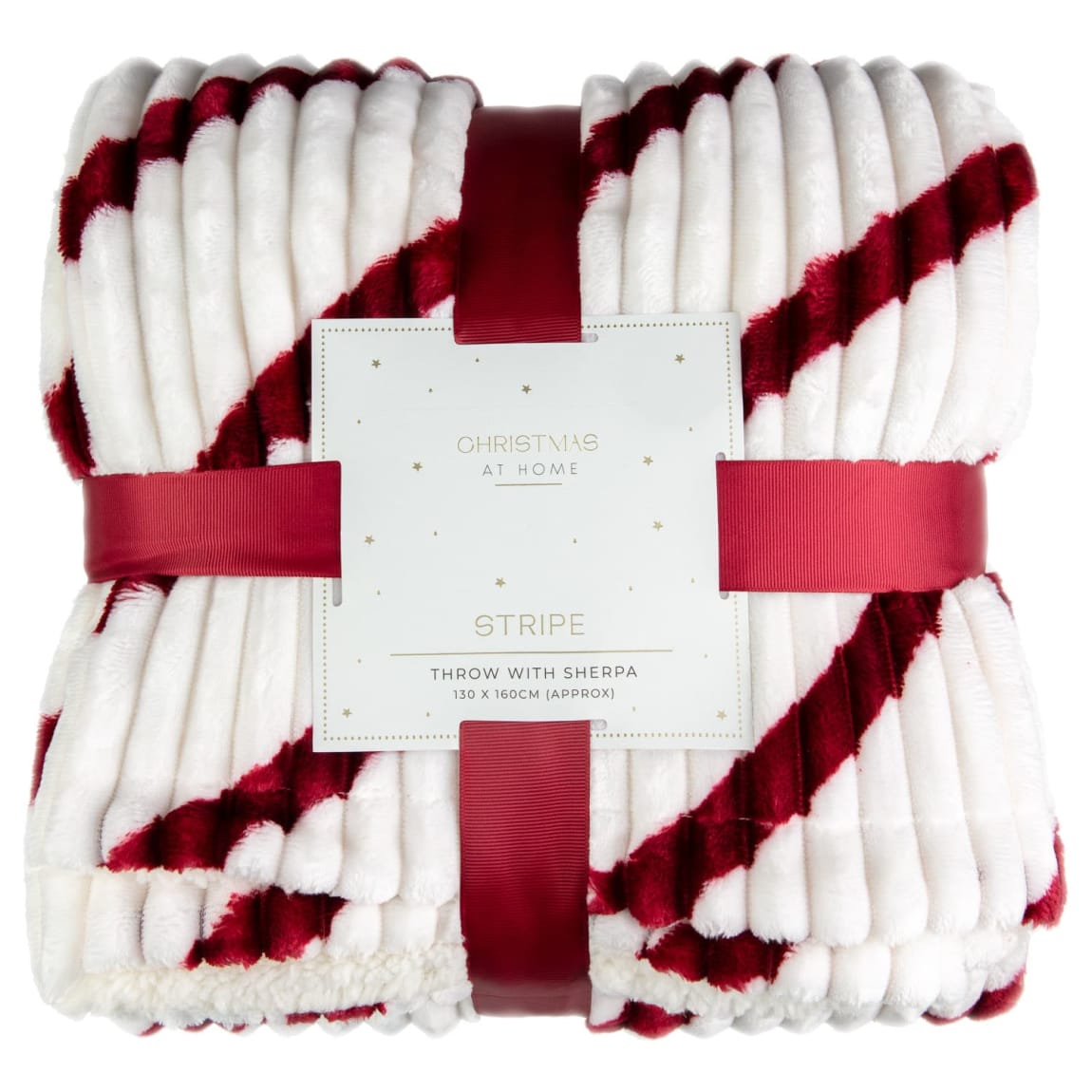 Christmas at Home Stripe Sherpa Throw - Red