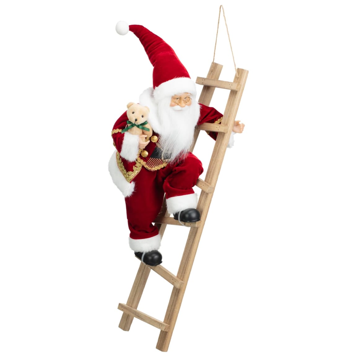Santa Climbing a Ladder - Red