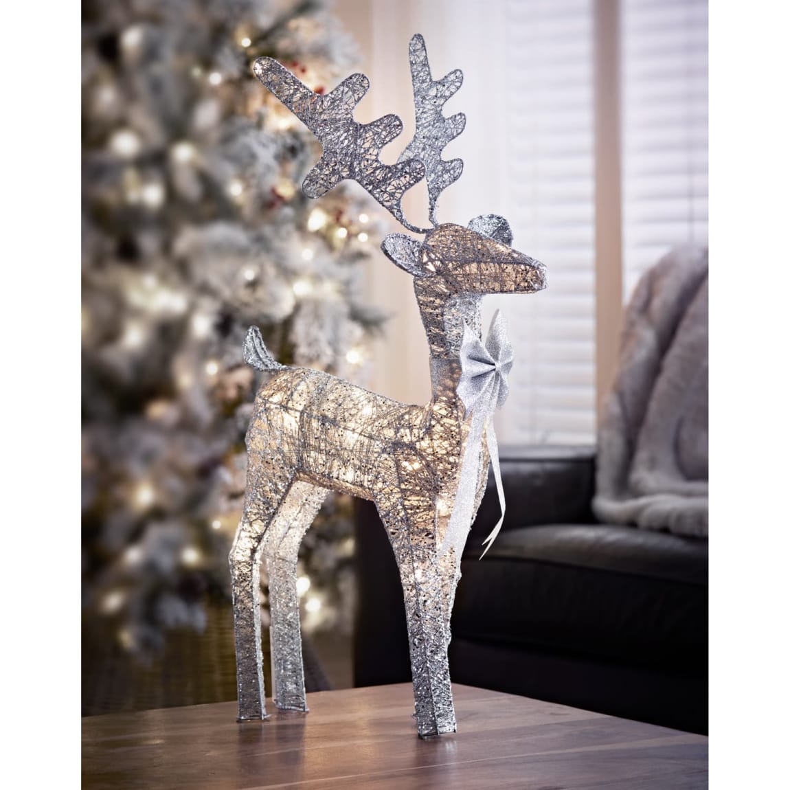 Light Up Reindeer Decoration - Silver