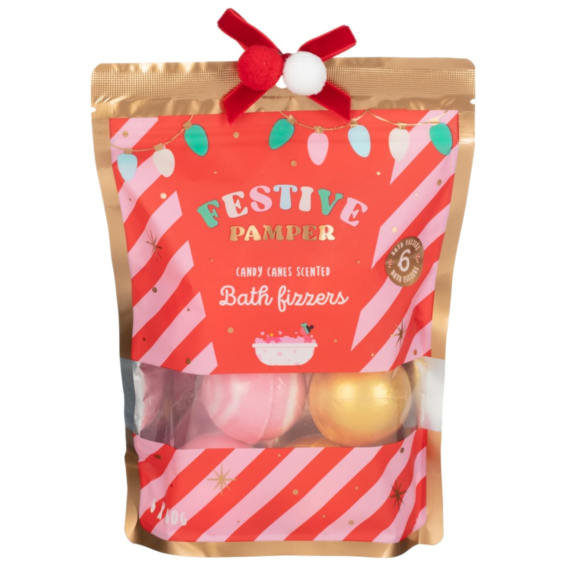 Festive Pamper Candy Cane Bath Fizzers 6pk