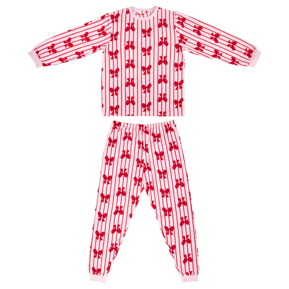 Kids Bow Fleece Christmas Pyjamas - 2-7 Years