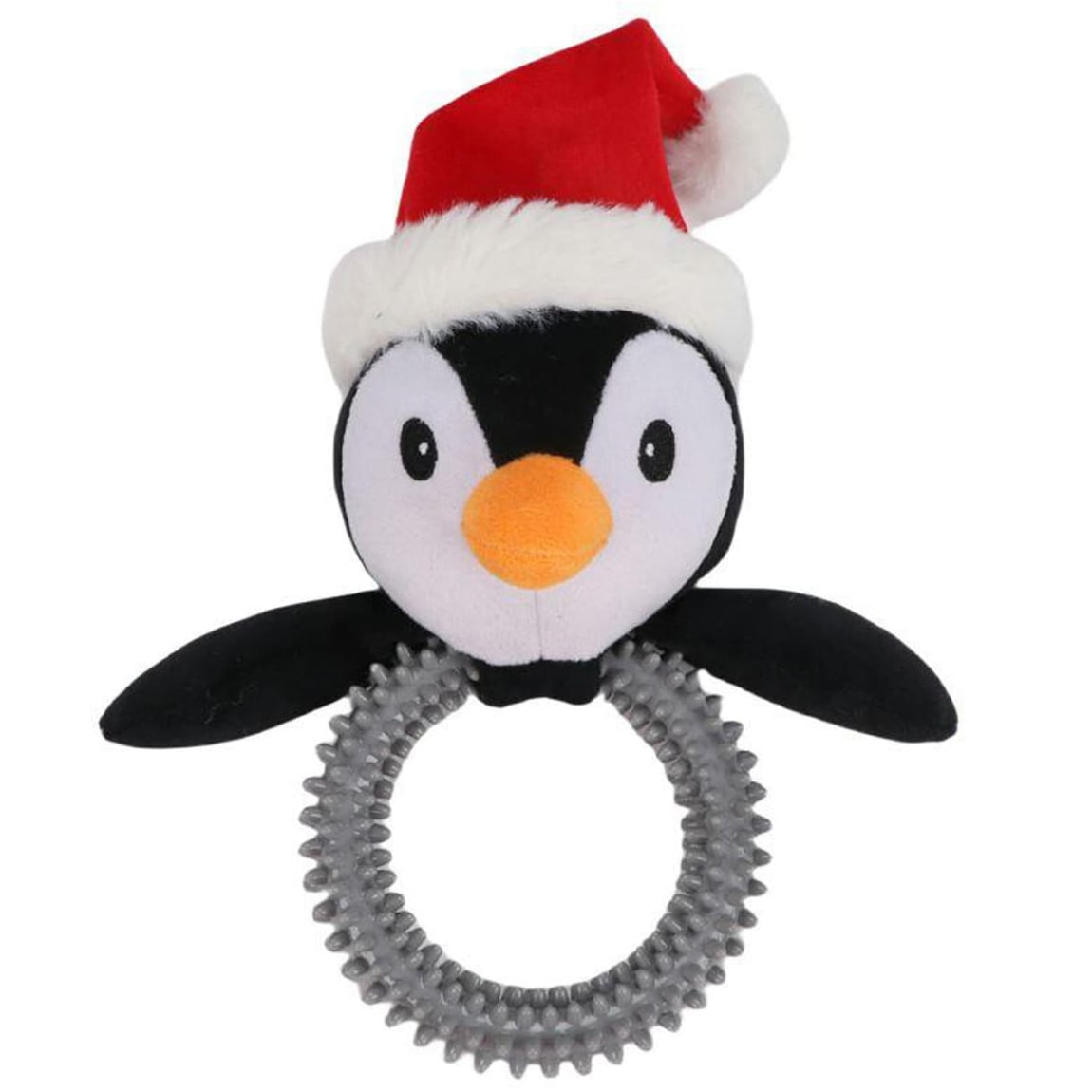 Christmas Spikey Ring Puppy Toy - Penguin