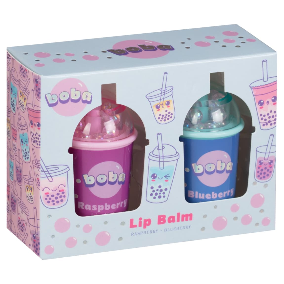 Boba Lip Balm Set 2pcs - Raspberry & Blueberry