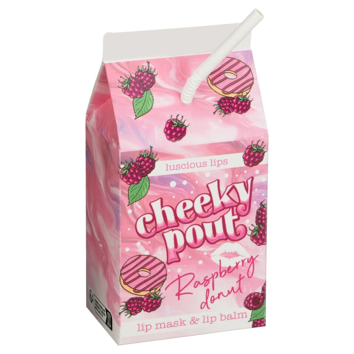 Cheeky Pout Lip Mask & Balm Carton - Raspberry Donut