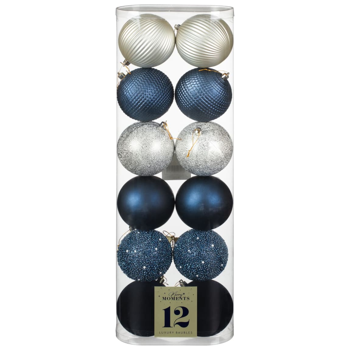 Merry Moments Luxury Baubles 12pk - Blue