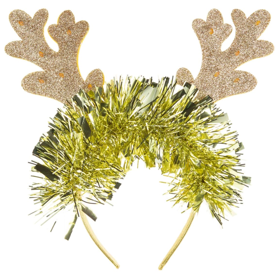 Gold Tinsel Light Up Antlers Headband
