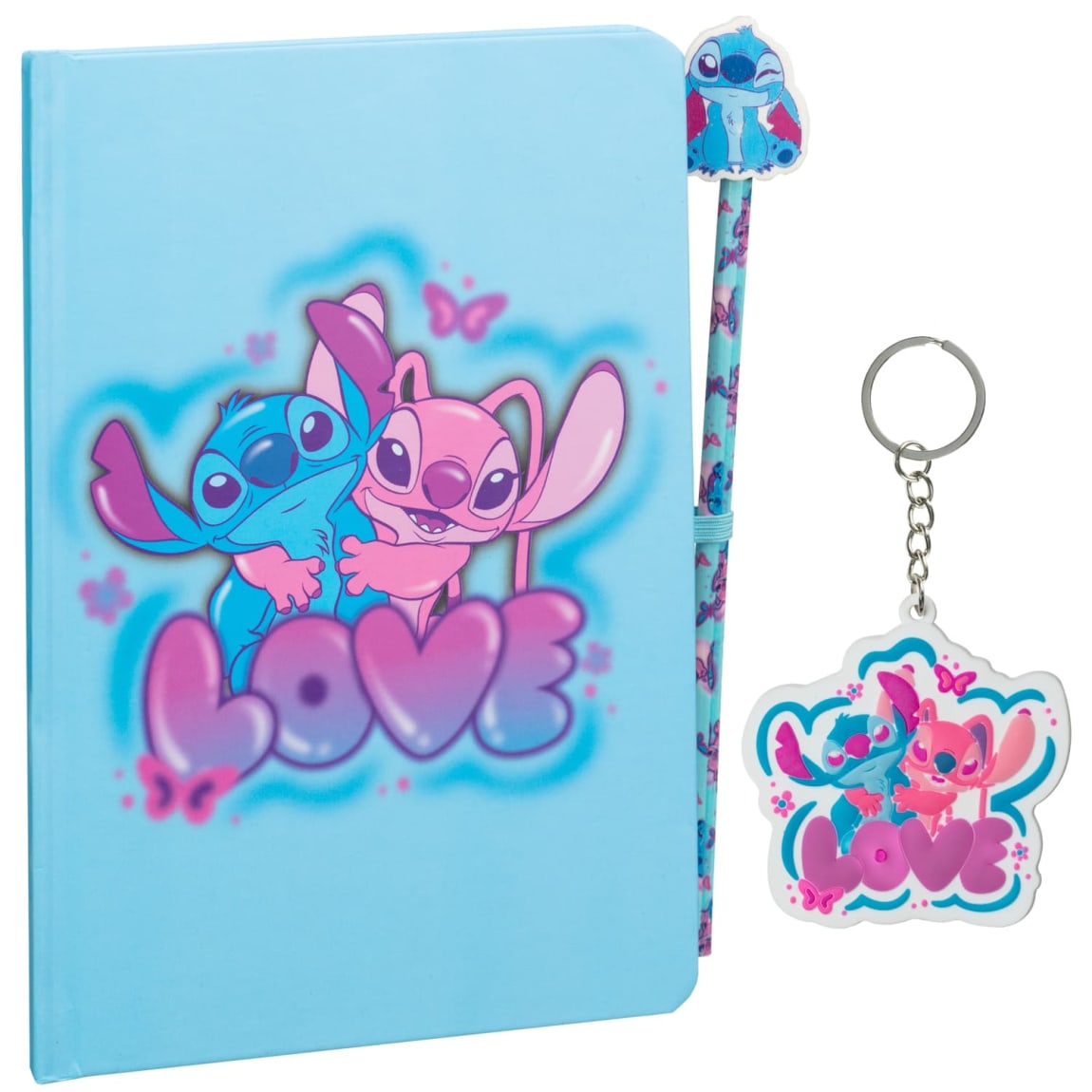Stitch Notebook. Pencil & Keyring Set