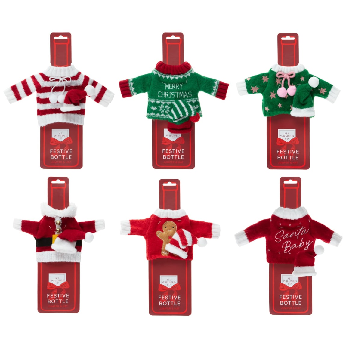 Festive Bottle Jumper & Hat - Assorted