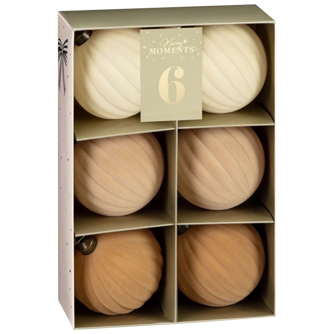 Merry Moments Flocked Baubles 6pk