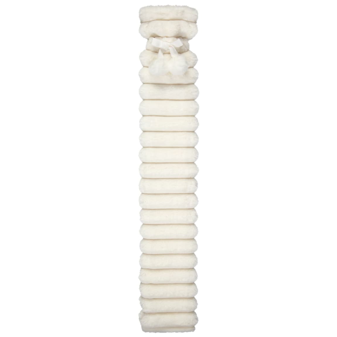 Long Fur Ribbed Hot Water Bottle - White