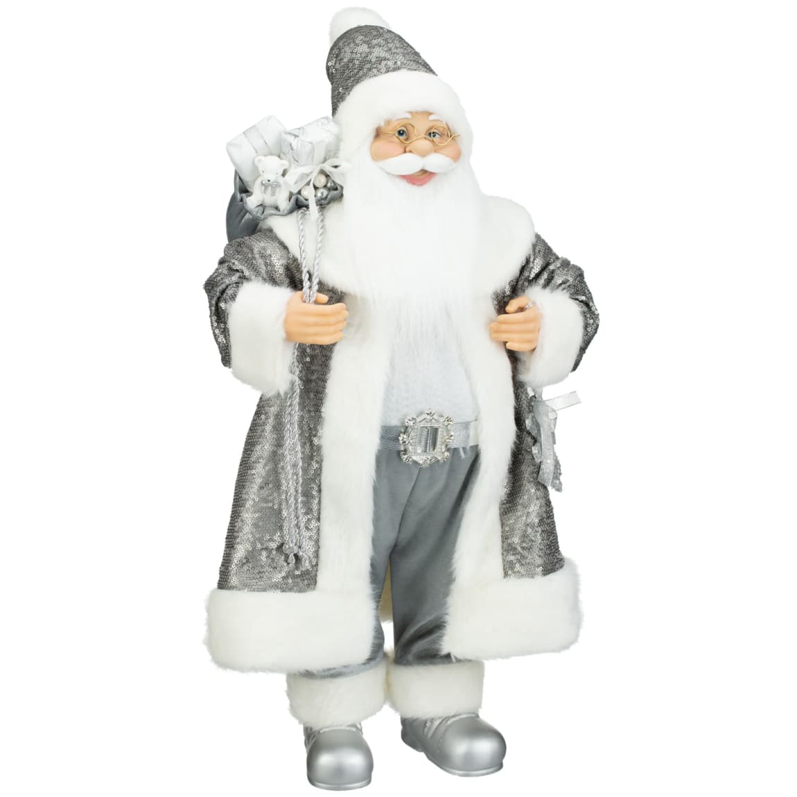 Sequin Santa 60cm - Silver