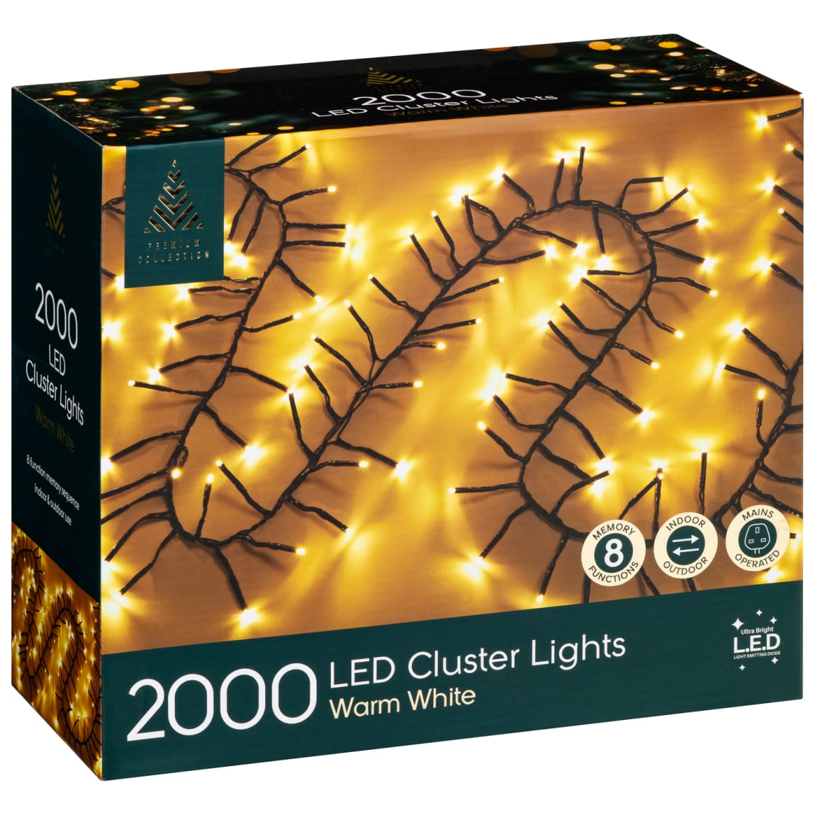 Christmas LED Cluster Lights 2000pk - Warm White