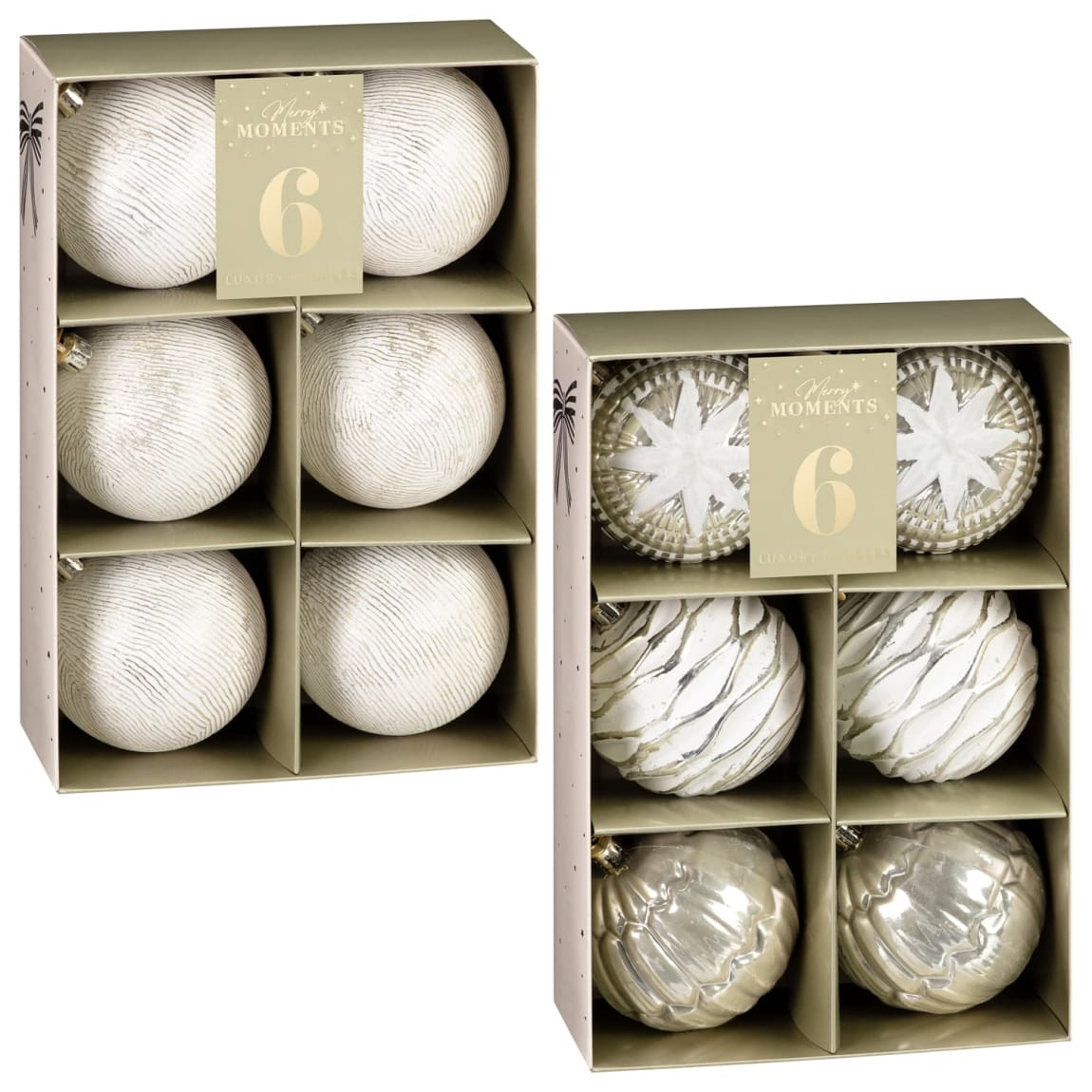 Merry Moments Luxury Baubles 6pk - Assorted