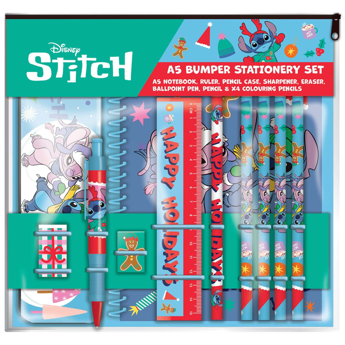 Disney Stitch Festive Bumper Stationery Set 11pcs