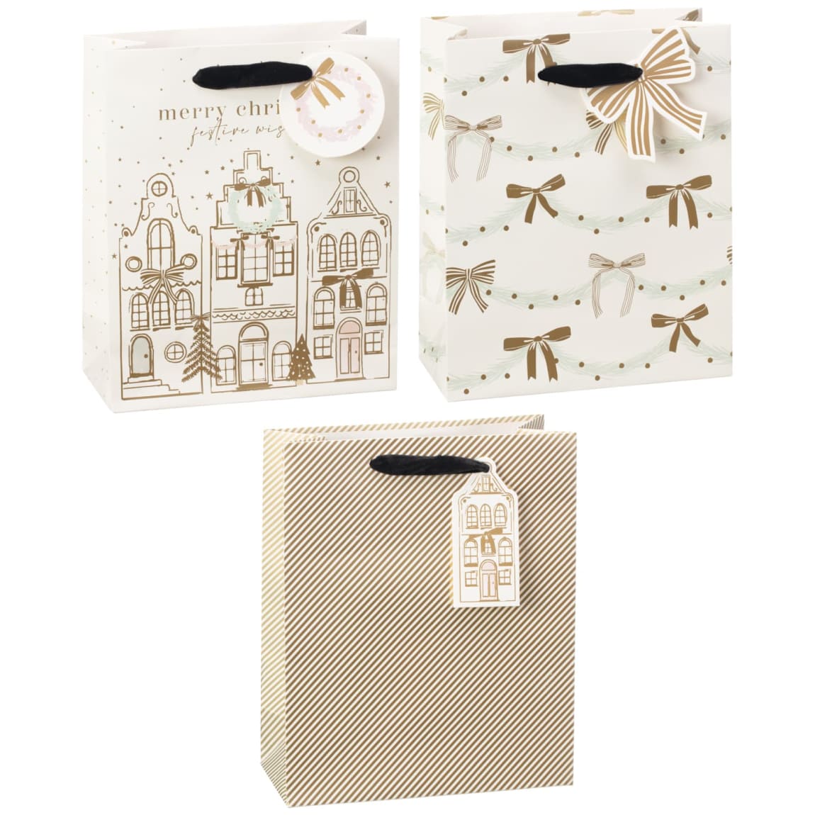 Nordic Glow Christmas Gift Bags 3pk