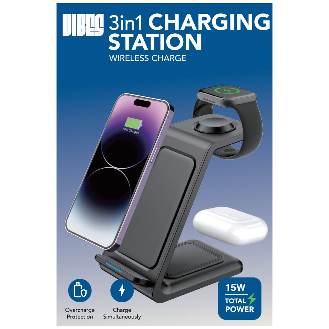 Vibes 3-in-1 Wireless Charge Docking Station