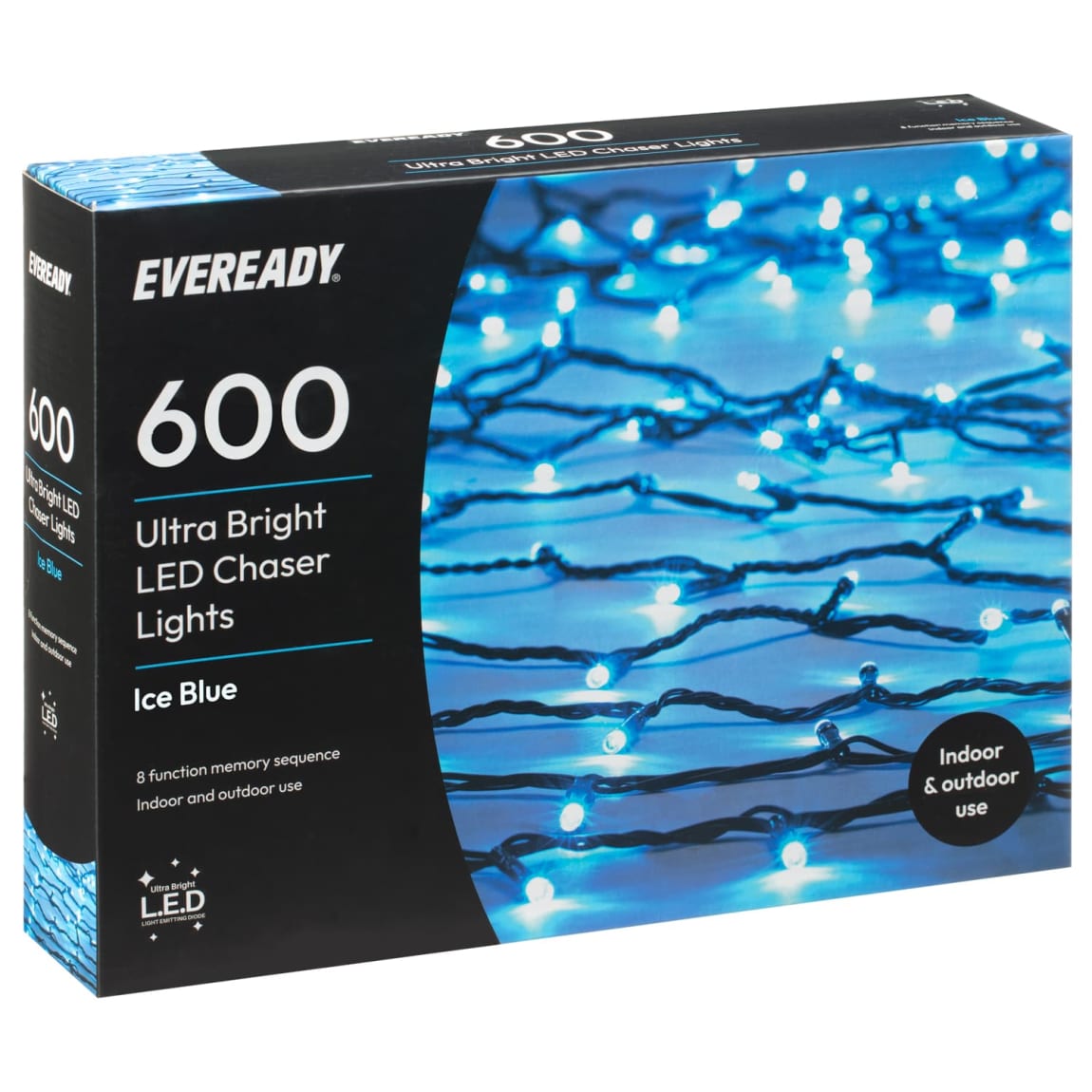 Eveready Ultra Bright LED Chaser Lights 600pk - Ice Blue