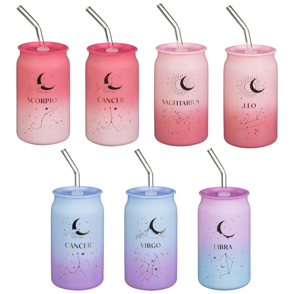 Star Sign Glass Sipper Cup - Assorted