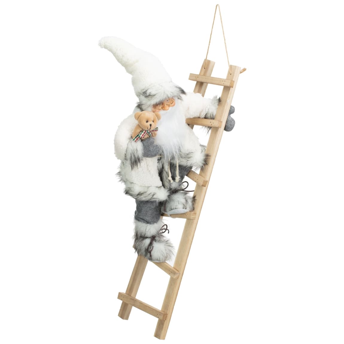 Santa Climbing a Ladder - White
