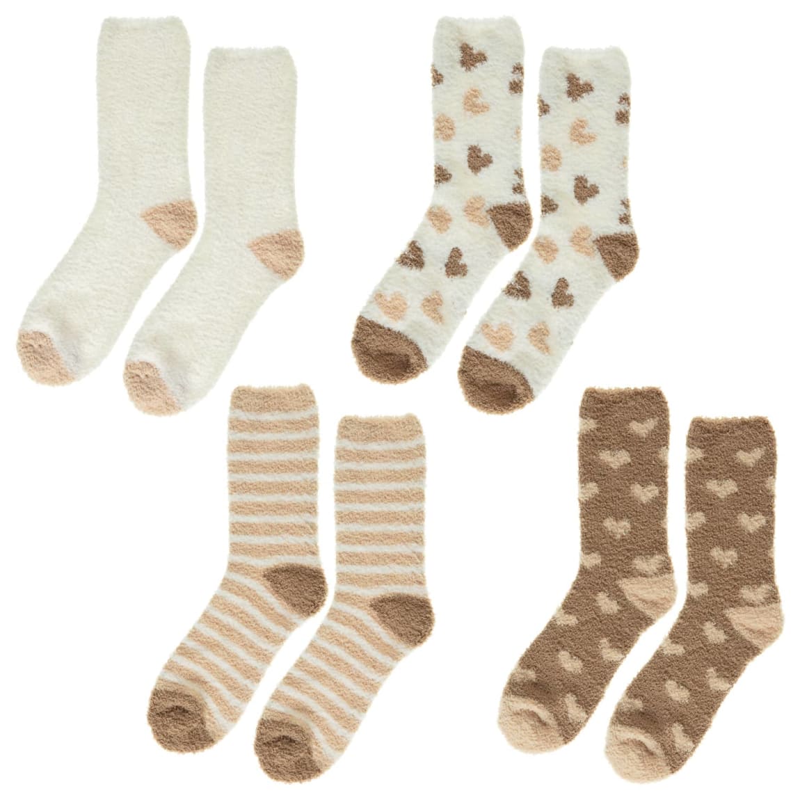 Ladies Cosy Socks 4pk - Natural