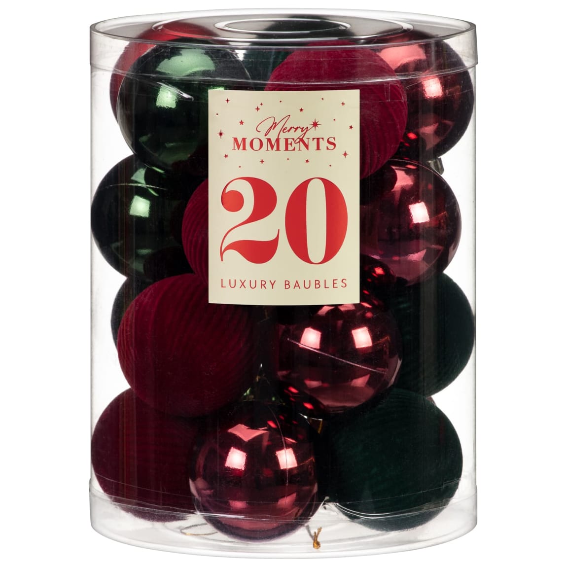 Merry Moments Luxury Baubles 20pk - Red & Green