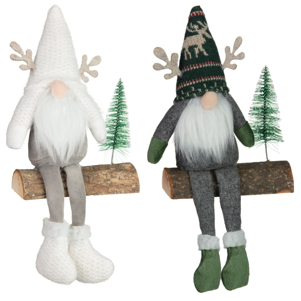 Gonk Sitting on Wood Base Ornament - Green