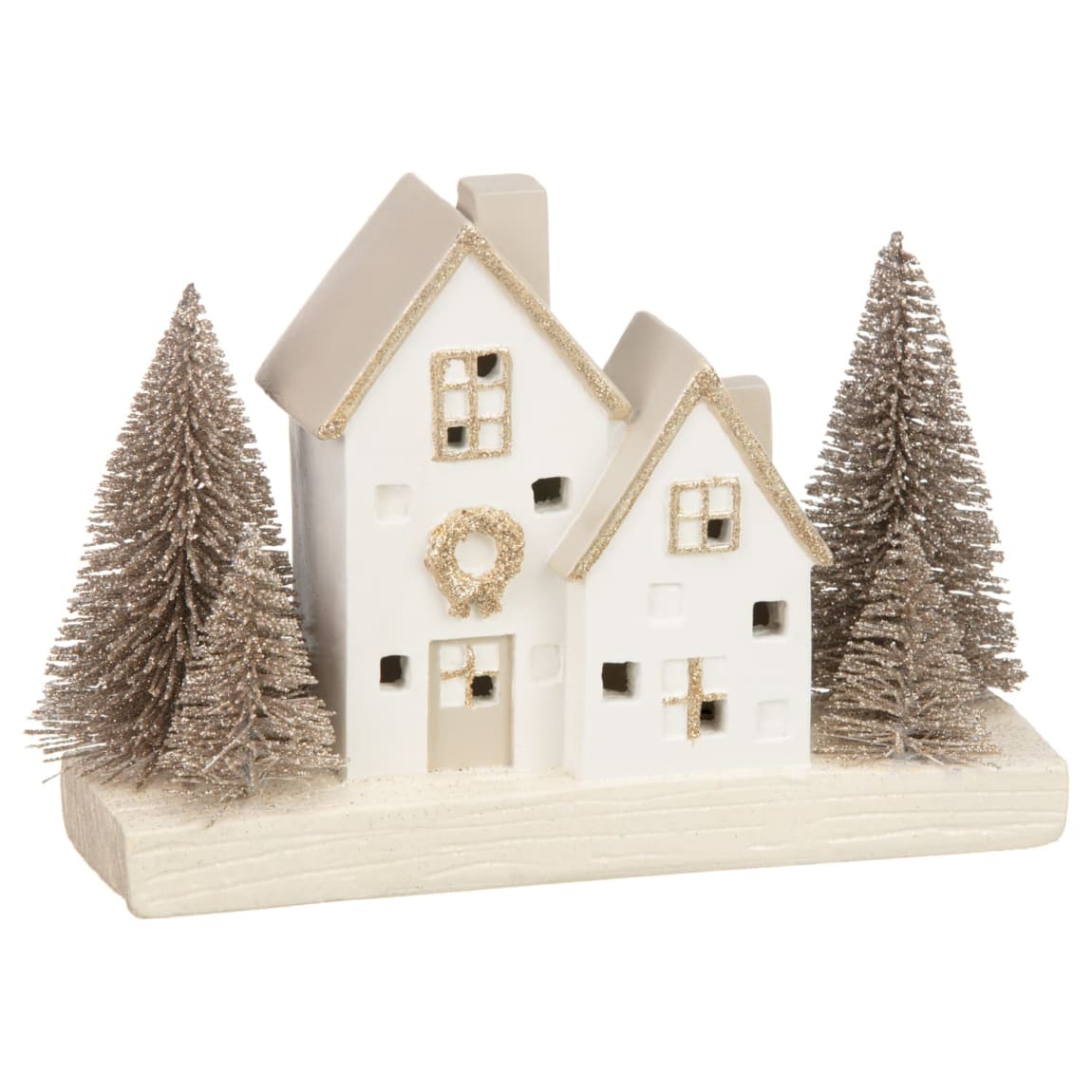 Light Up Christmas House Ornament - Bronze
