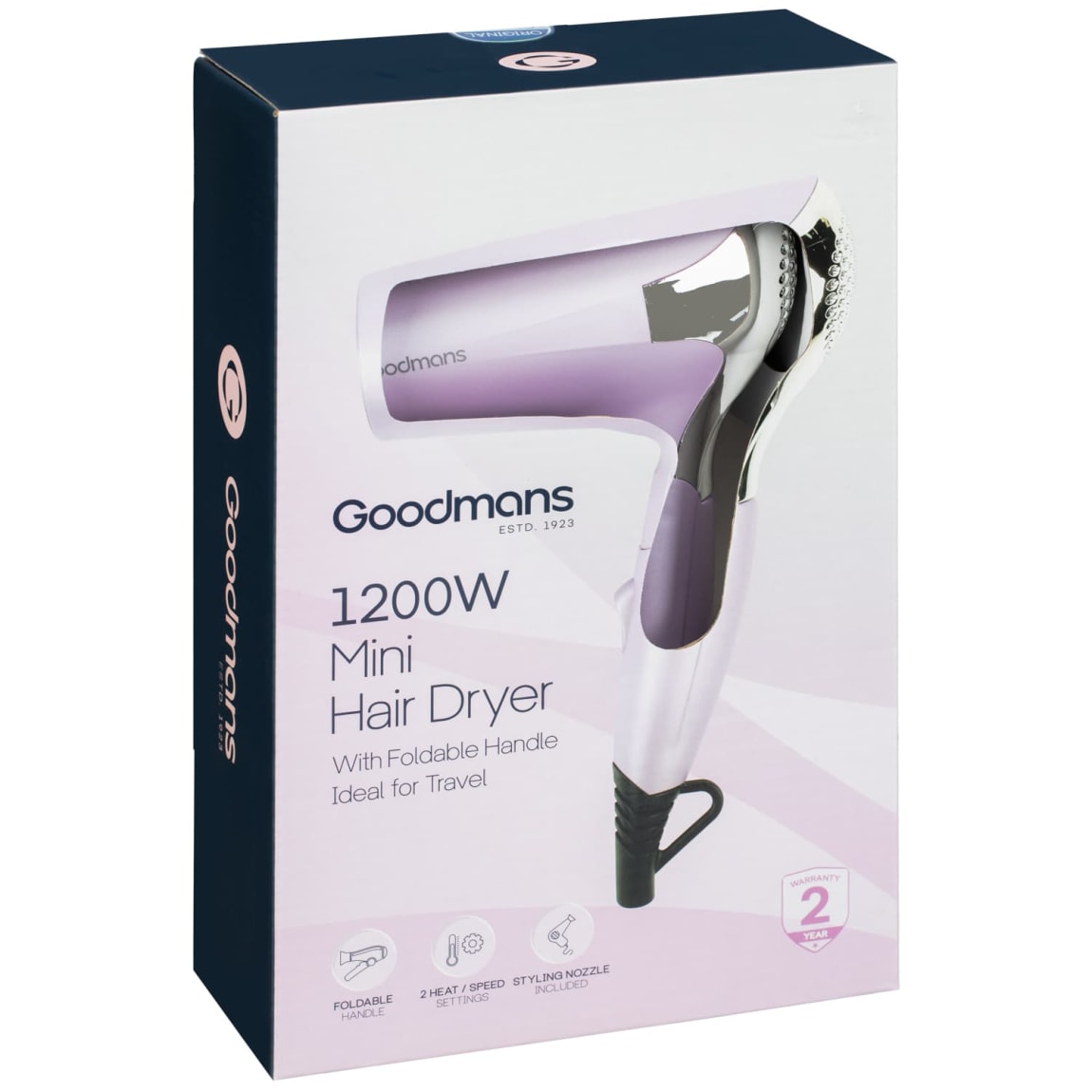 Goodmans Mini Hair Dryer 1200W - Pink