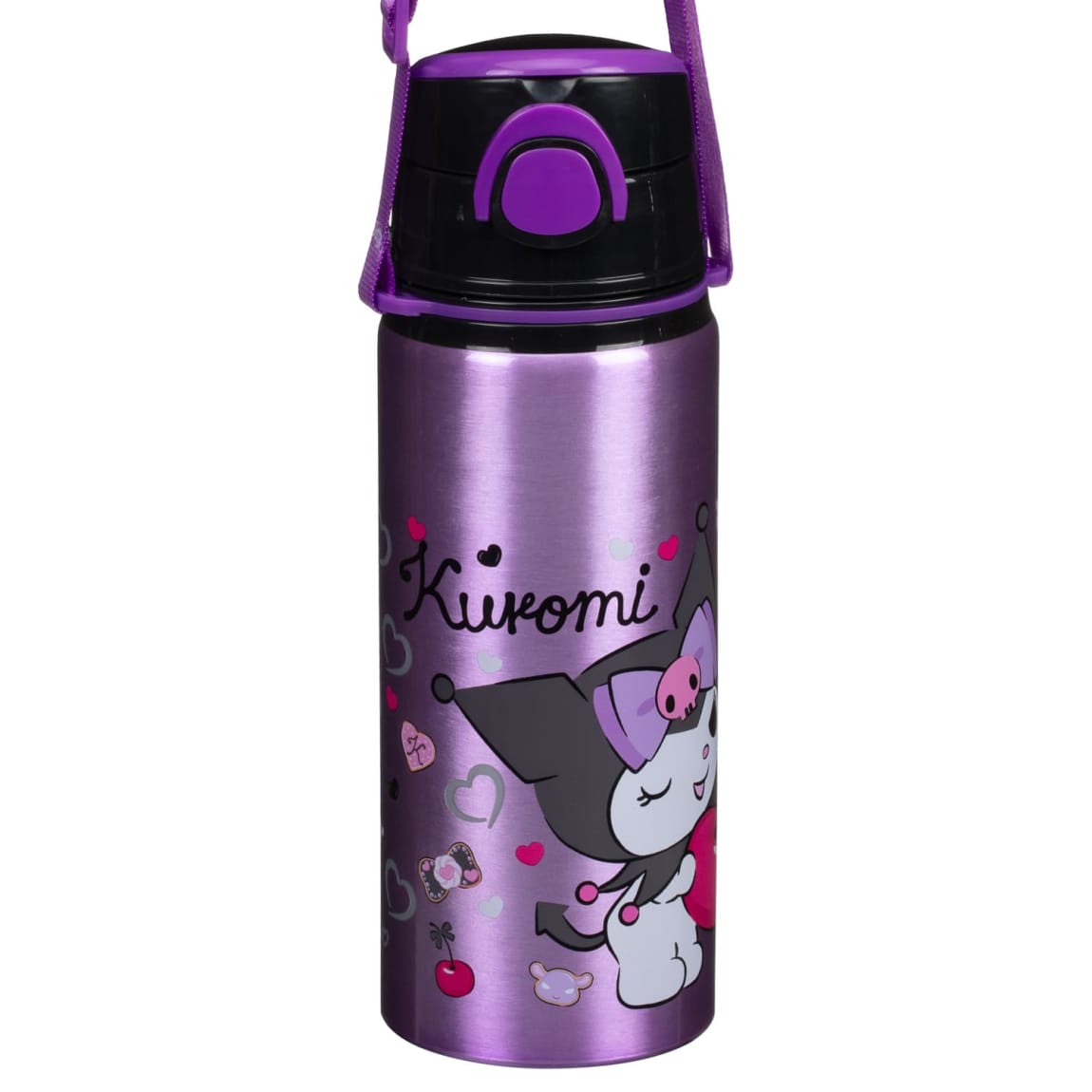 Hello Kitty Aluminium Bottle with Strap - Purple
