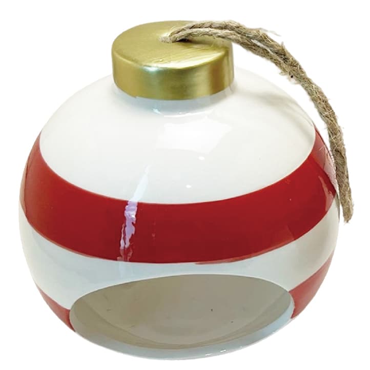 Wilde & Oakes Ceramic Bauble Bird Feeder - White & Green