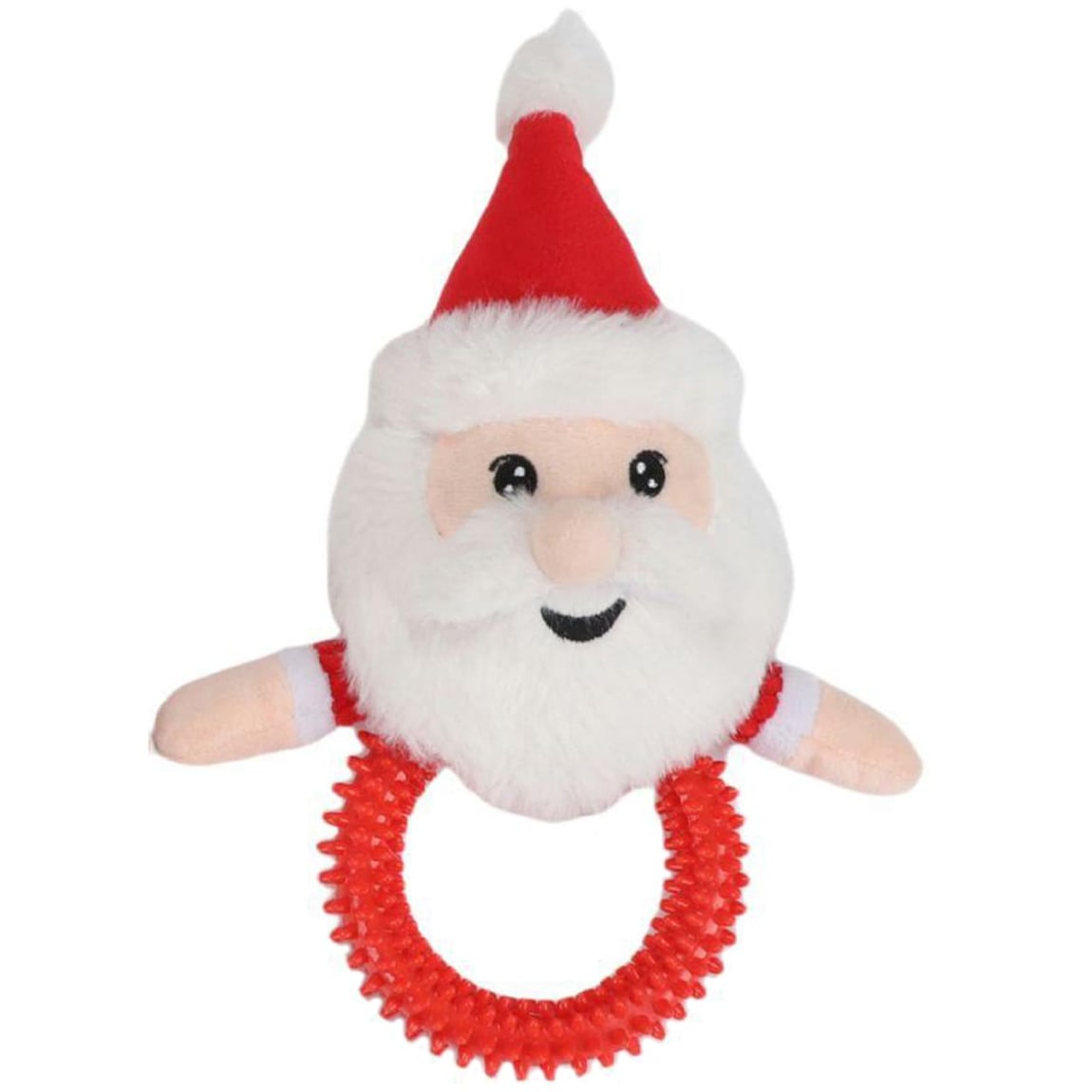 Christmas Spikey Ring Puppy Toy - Santa